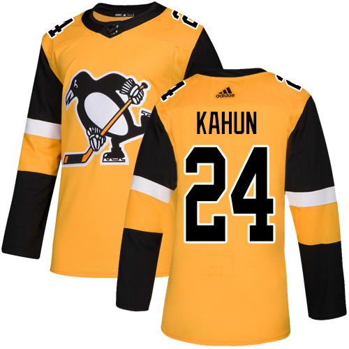 Adidas Pittsburgh Penguins 24 Dominik Kahun Gold Alternate Authentic Stitched Youth NHL Jersey